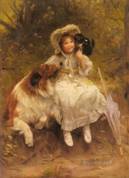 Child Painting - He Won t Hurt You idyllic children Arthur John Elsley